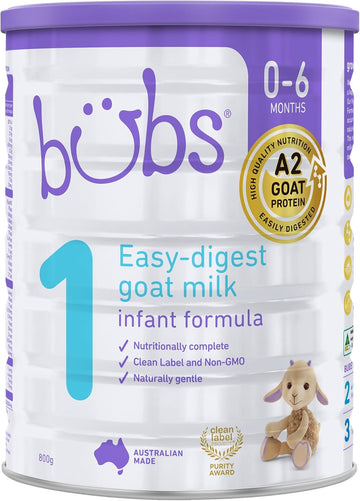 Bubs Goat Milk Infant Formula Stage 1, Infants 0-6 Months, Made With Fresh Goat Milk, 28.2 Oz