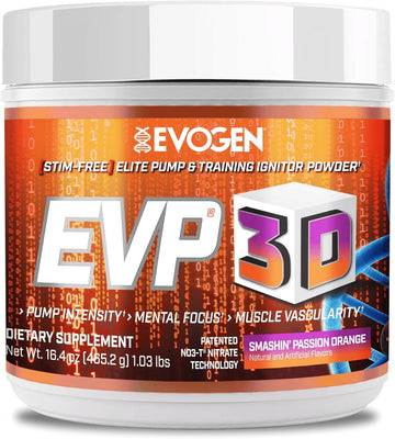 Evogen Evp 3D - Stim Free Pre Workout Powder For Men & Women | Sugar Free Non Stim Preworkout With Beta Alanine And Creatine For Energy & Pump | Orange | 40 Servings