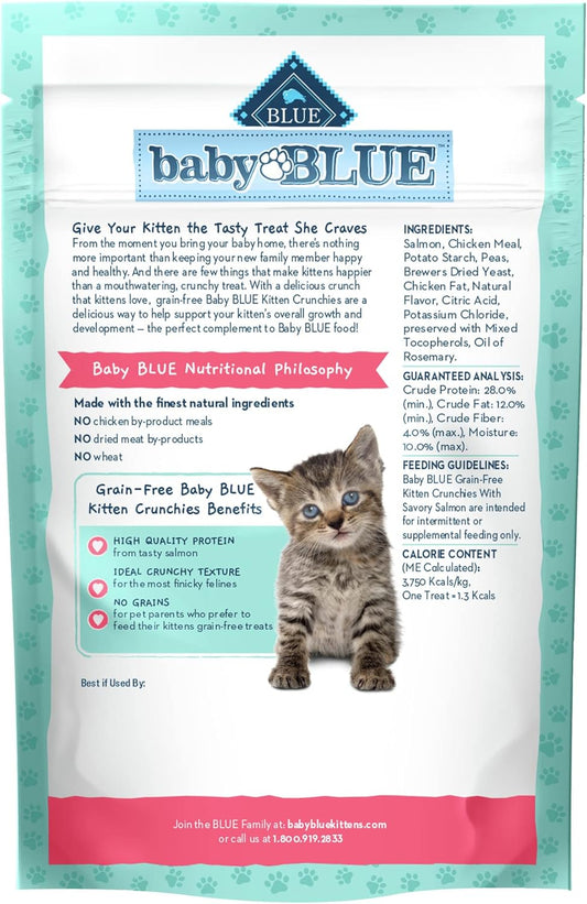 Blue Buffalo Baby Blue Kitten Crunchies, Crunchy Cat Treats, Grain-Free Recipe, Made With Natural Ingredients, Savory Salmon, 2-Oz. Bag