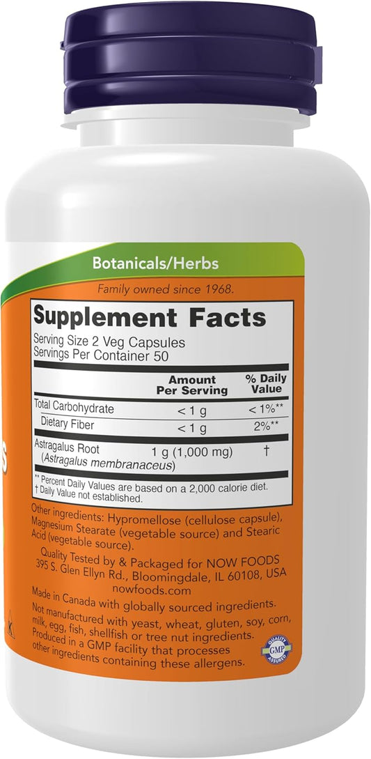 Now Supplements, Astragalus (Astragalus Membranaceus) 500 Mg, Immune System Support*, 100 Capsules (Pack Of 2)