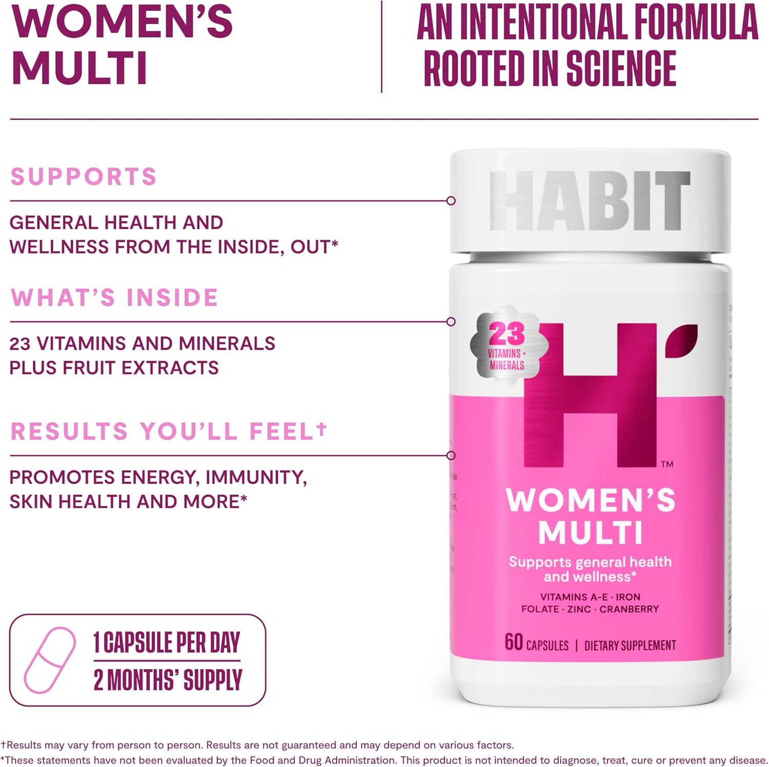 HABIT in Sync Bundle - Women's Multi (60 capsules) + PMS Support Supplement (60 capsules), Supports general health & wellness, Promotes a healthy mood, Non GMO : Health & Household