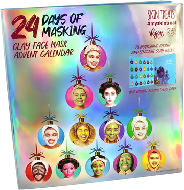 Skin Treats 24 Days Of Masking Advent Calendar | 24 Clay Masks | Skincare Advent Calendar | Bentonite & Kaolin Clay | Refreshing & Rejuvenating | Vegan | Not Tested On Animals