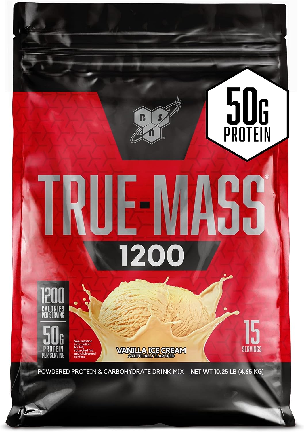 BSN TRUE-MASS Weight Gainer, Muscle Mass Gainer Protein Powder, Vanill
