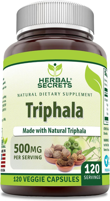 Herbal Secrets Triphala Supplement | 500 Mg Per Serving | 120 Veggie Capsules | Non-Gmo | Gluten Free | Made In Usa