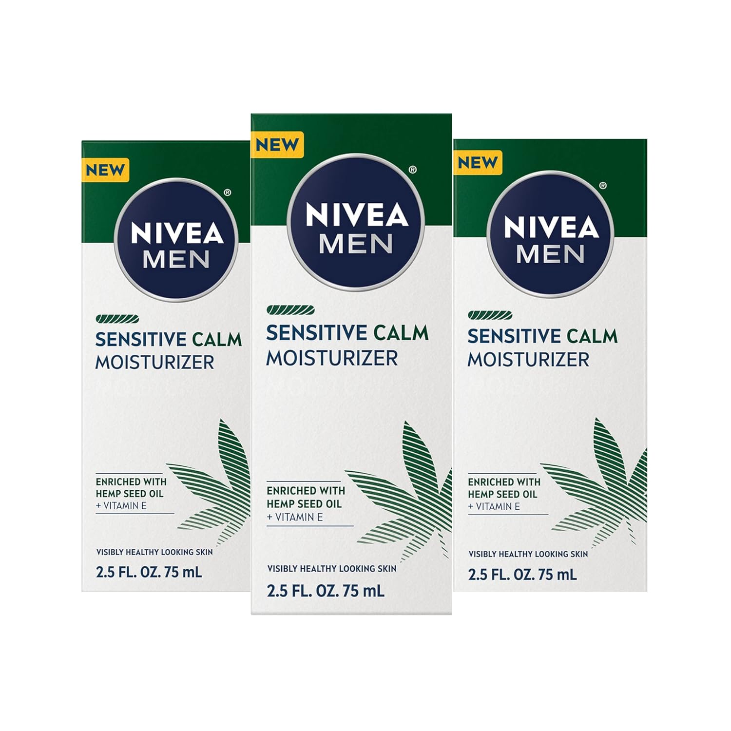 Nivea Men Sensitive Calm Moisturizer With Hemp Seed Oil And Vitamin E, 3 Pack Of 2.5 Fl Oz Tubes