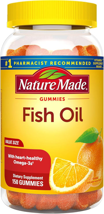 Nature Made Fish Oil Gummies, Omega 3 Fish Oil Supplements, Healthy Heart Support, 150 Gummies, 75 Day Supply