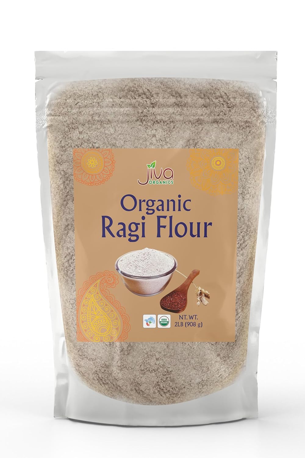 Jiva Organic Ragi Flour 2 Pound Bag (32 ounce) - Finger Millet Flour