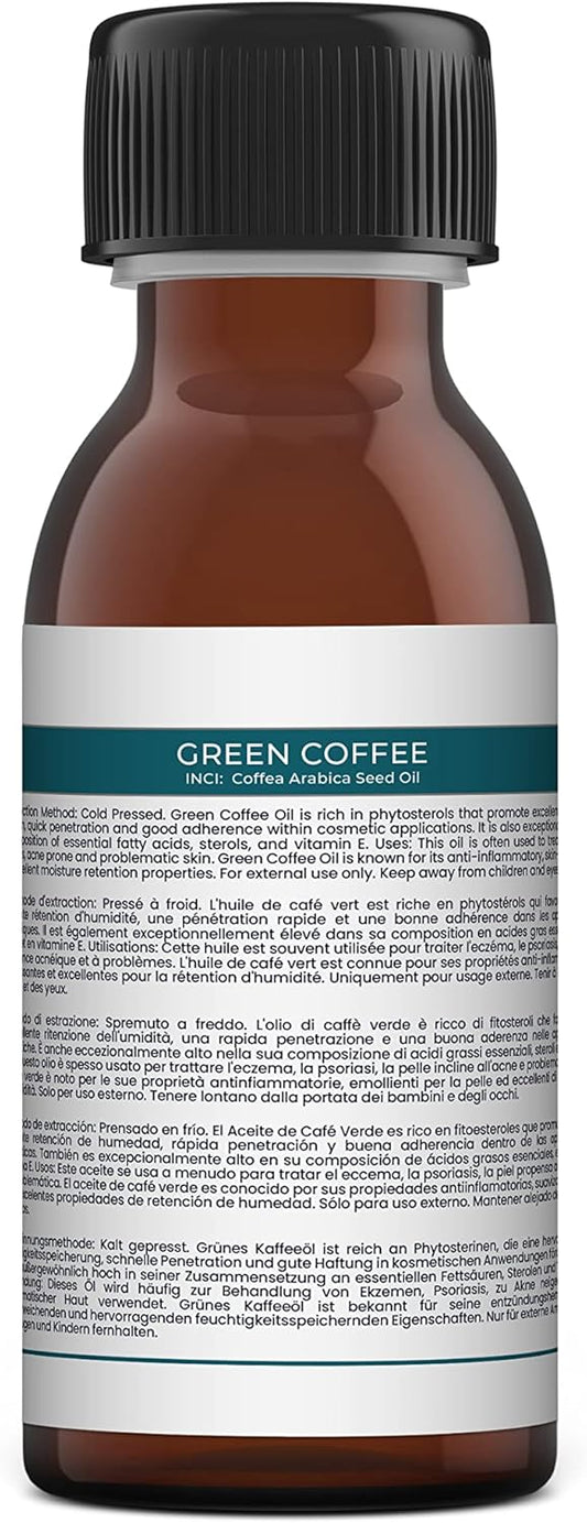 Mystic Moments | Green Coffee Cold Pressed Carrier Oil 125ml - Pure & Natural Oil Perfect for Hair, Face, Nails, Aromatherapy, Massage and Oil Dilution Vegan GMO Free