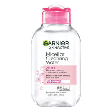 Garnier Micellar Cleansing Water, All-In-1 Makeup Remover And Facial Cleanser, For All Skin Types, 3.4 Fl Oz (100Ml), 1 Count (Packaging May Vary)