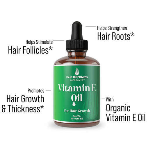 Vitamin E Oil For Hair Growth - Thickening, Moisturizing, Strengthening Serum For Women, Men. Single Ingredient Scalp Treatment For Weak, Dry, Frizzy Hair 2Oz