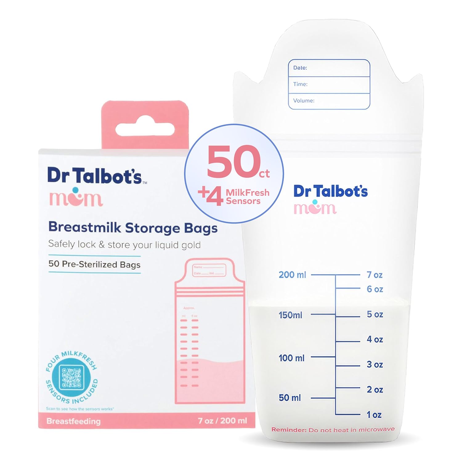 Dr. Talbot'S Mom Milkfresh Breastmilk Freshness Sensors - Pairs With App To Monitor Time And Temperature - 20 Count