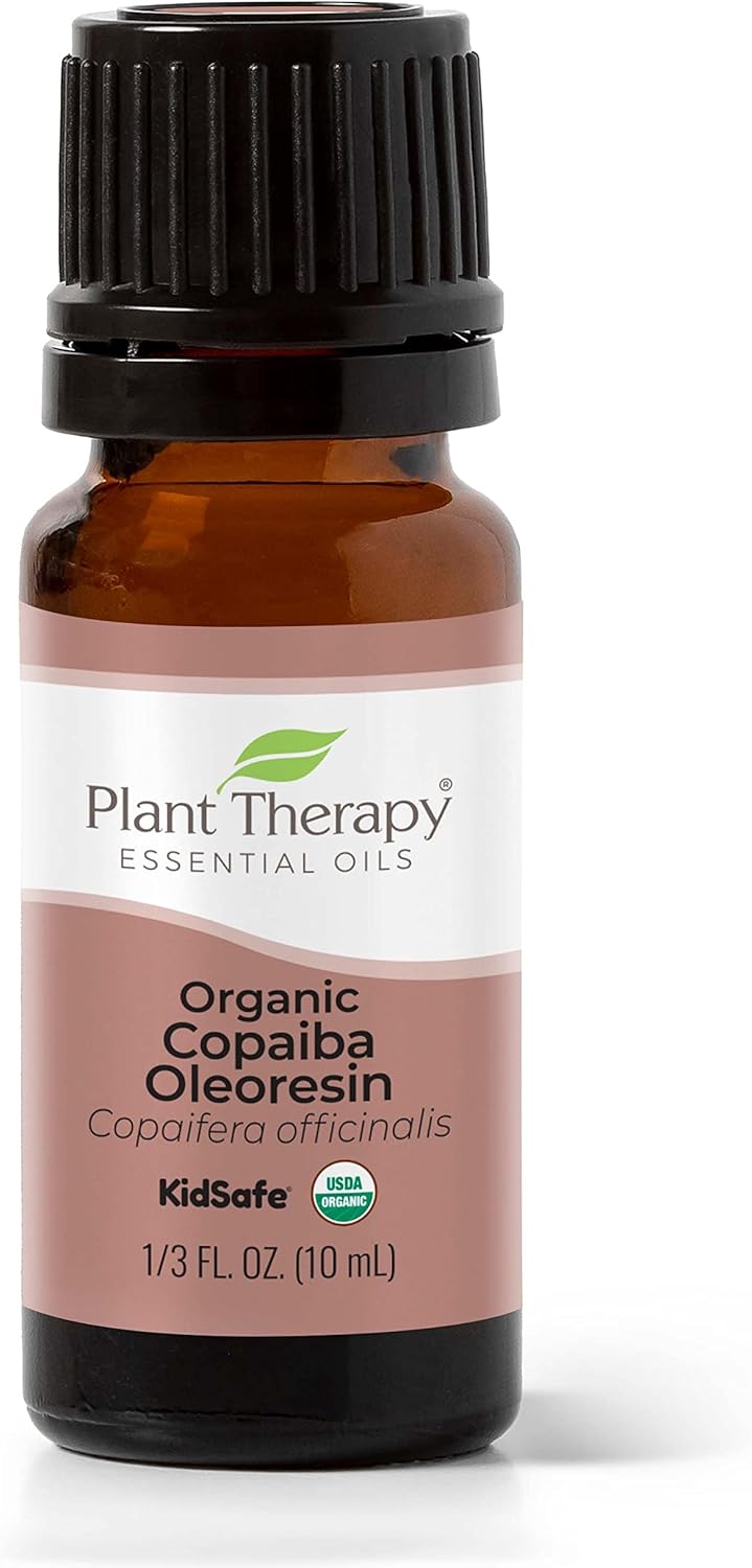 Plant Therapy Copaiba Oleoresin Organic Essential Oil 100% Pure, Undiluted, Natural Aromatherapy For Diffuser & Skin, Therapeutic Grade 10 Ml (1/3 Oz) Organic Copaiba Oil For Calming, Massage, Candles