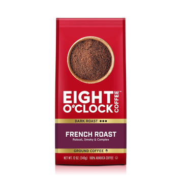Eight O'Clock Coffee French Roast, 12 Ounce (Pack of 6) Dark Roast Ground Coffee, Robust, Smoky & Complex, 100% Arabica