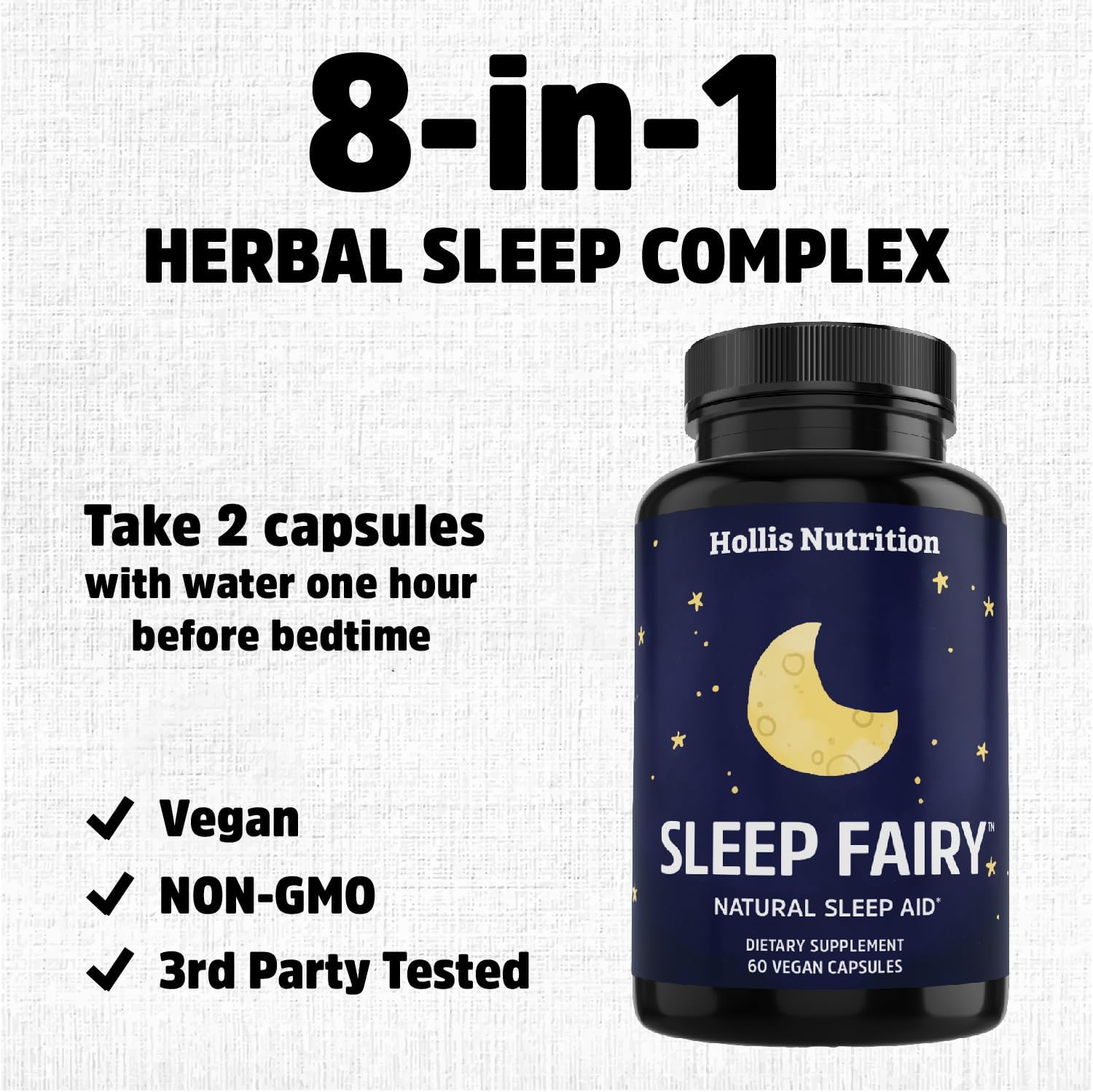 Sleep Fairy Natural Sleep Aid | Melatonin 10Mg, L-Theanine, 5-Htp, Valerian Root, Gaba, Magnesium Glycinate, Chamomile | Herbal Sleeping Pills | Non-Habit Forming Supplement | Vegan Capsules | Non-Gmo