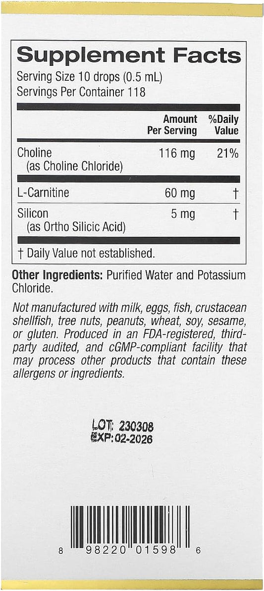 Choline Silica Complex, 2 Fl Oz (59 Ml), California Gold Nutrition