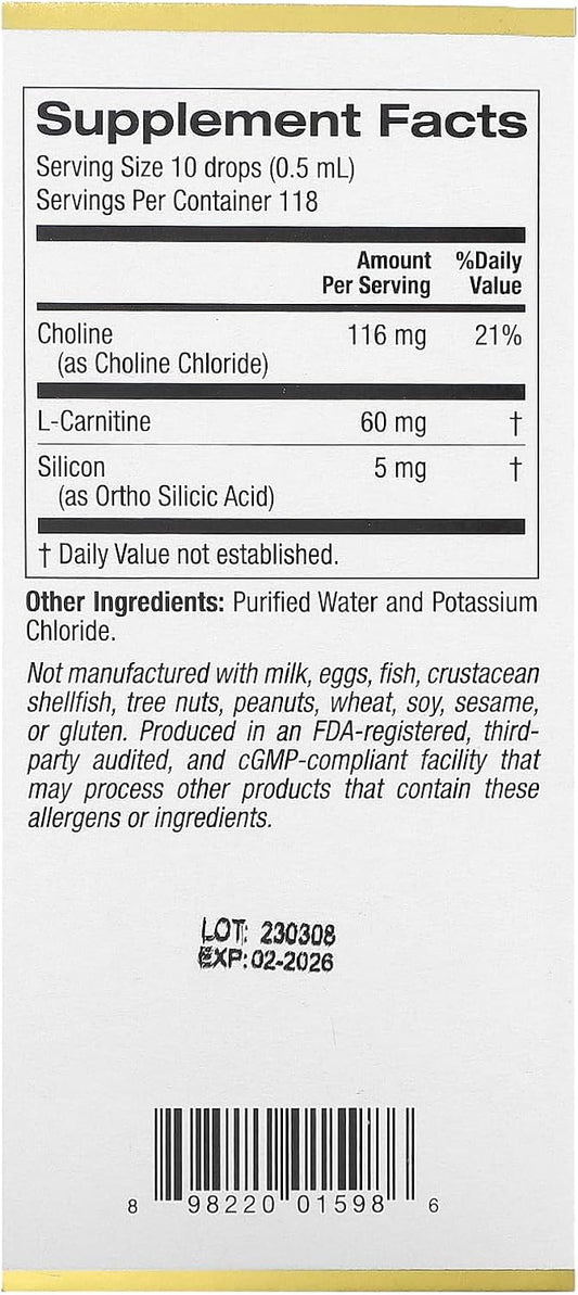 California Gold Nutrition Choline Silica Complex, 2 Fl Oz (59 Ml)