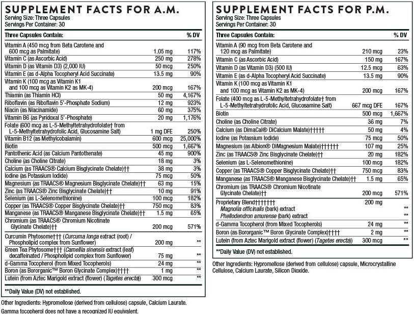 Thorne Research - Multi-Vitamin Elite - A.M. and P.M. Formula to Support a High-Performance Nutrition Program - 180 Capsules