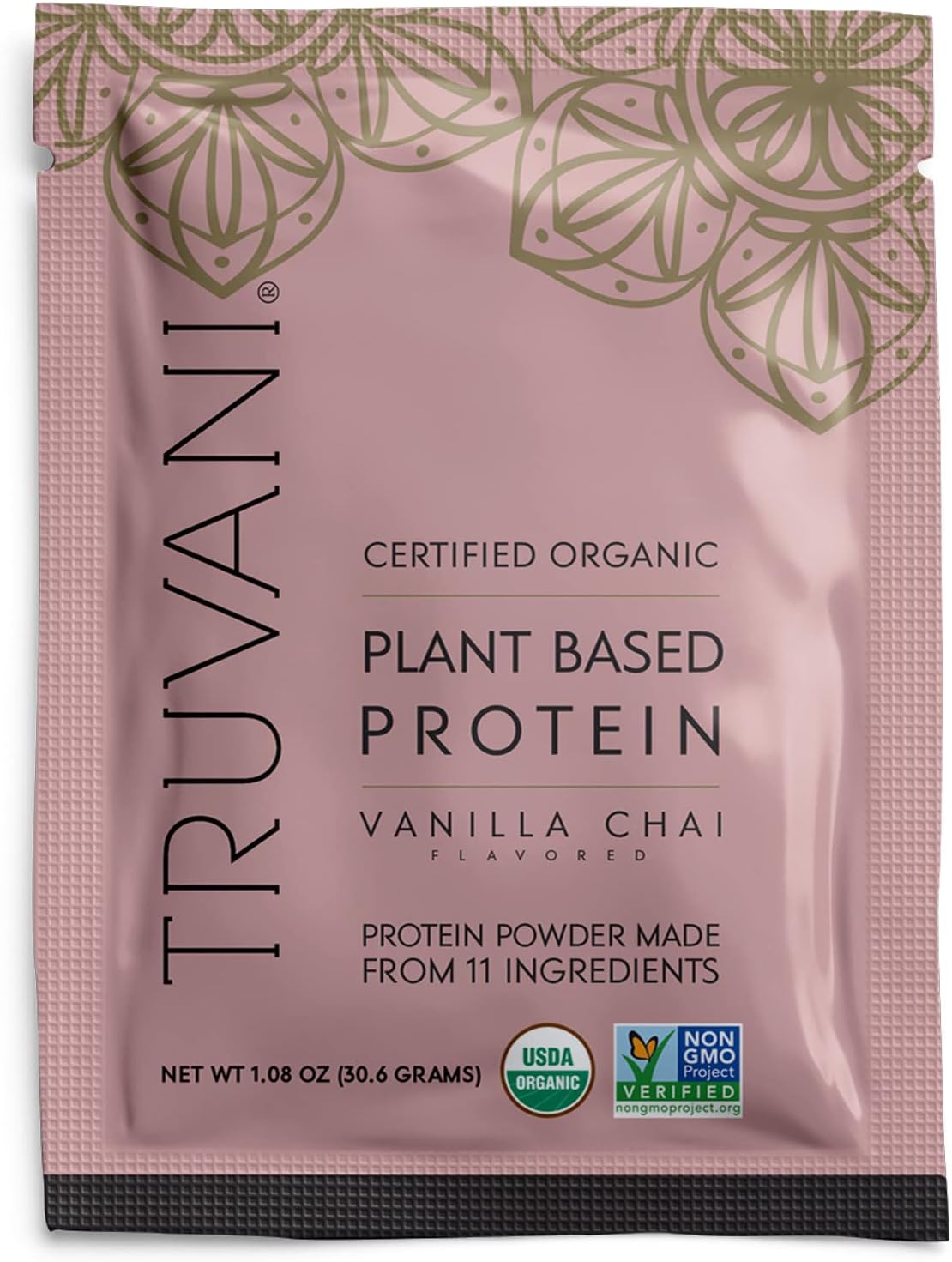 Truvani Vegan Pea Protein Powder | Vanilla Chai | 20G Organic Plant Based Protein | 1 Serving | Keto | Gluten & Dairy Free | Low Carb | No Added Sugar