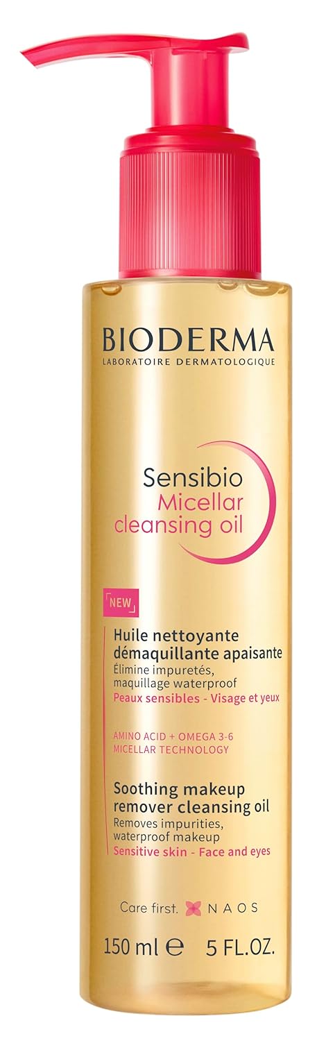 Bioderma Sensibio Micellar Cleansing Oil, 1st Ecobiological Micellar Oil Formula Cleanser That Deeply Cleanses, Soothes & Nourishes Skin with Oil-to-Milk Texture, Fragrance-Free, & GentleTo Skin