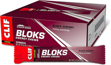 Clif Bloks - Black Cherry Flavor With Caffeine - Energy Chews - Non-Gmo - Plant Based - Fast Fuel For Cycling And Running - Quick Carbohydrates And Electrolytes - 2.12 Oz. (18 Count)