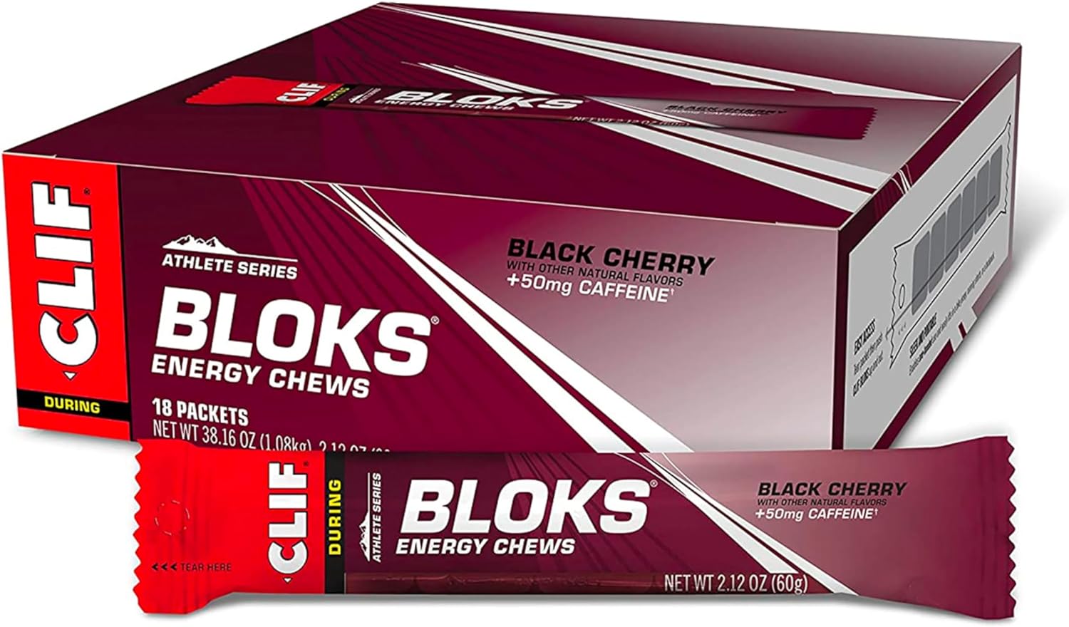 CLIFF BLOKS Salted Watermelon 2X Sodium & Black Cherry Caffeine Energy Chews Bundle - 2 Packs 18 Count 2.12oz Each - Quick Carbs and Electrolytes for Cycling Running : Health & Household