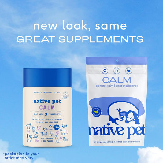 Native Pet Calm – Dog Calming Chews – Dog Melatonin For Small, Medium, Large Dogs - Melatonin For Dogs Sleep Aid – Natural Dog Calming Chews – Anxiety Relief & Calming Dog Treats - 60 Calm Dog Chews