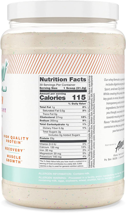 Alani Nu Whey Protein Powder Confetti Cake | 23G Protein With Low Sugar & Digestive Enzymes | Meal Replacement Powder | Low Fat Low Carb Whey Isolate Protein Blend | Low Sugar |30 Servings