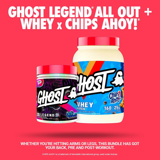 Ghost Bundles – Whey Protein Powder (Chips Ahoy!) & Legend All Out Pre-Workout (Blue Raspberry)