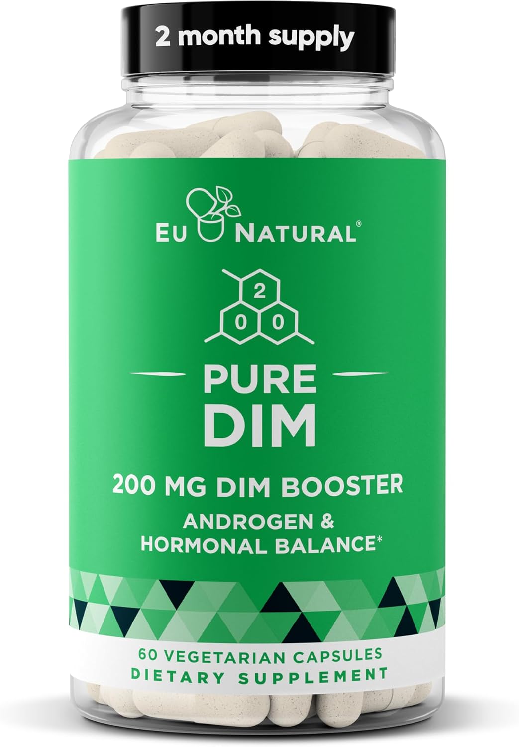 Dim Supplement Pure 200 Mg For Women Or Men – Estrogen Hormone Balance Supplement For Energy, Fatigue, Stress, Menopause, Hot Flashes – Enhanced Bioavailability Bioperine – 60 Vegan Soft Capsules