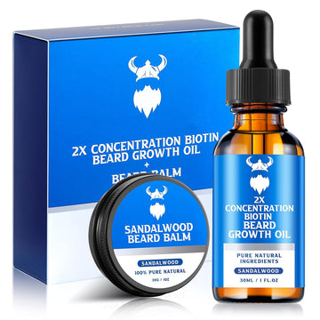 Beard Growth Kit - 2X Concentration Biotin For Men, Natural Argan, Jojoba Oils And Vitamins (Cedarwood)