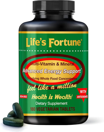 Life'S Fortune Whole Food Multivitamin & Mineral, Advanced Energy Support Supplement, Daily Wellness For Men & Women, Amino Acids, 180 Vegetarian Tablets