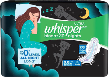 Whisper Ultra Night Sanitary Pads for Women, XXL+ 6 Napkins