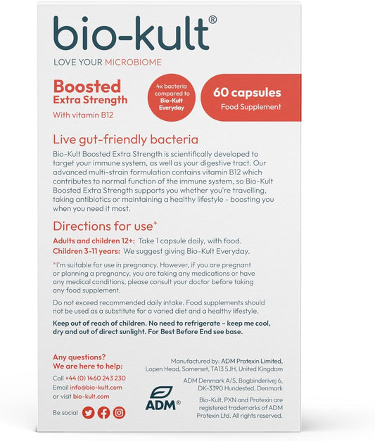 Bio-Kult Boosted Extra Strength Gut Health| 14 Strains | Probiotics For Women & Men | Immune & Digestive Support | Shelf-Stable, Non-Gmo, Gluten-Free | 60 Capsules