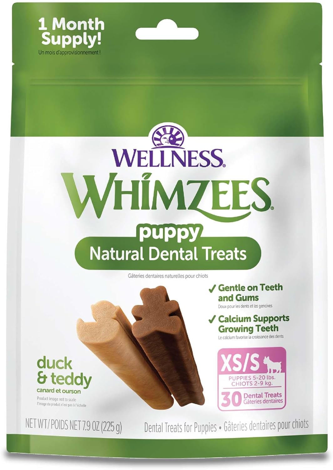 Whimzees By Wellness Puppy Natural Dental Chews For Dogs, Long Lasting Treats, Grain-Free, Freshens Breath, Extra Small/Small Breed, 30 Count , 7.90 Ounce (Pack Of 1)