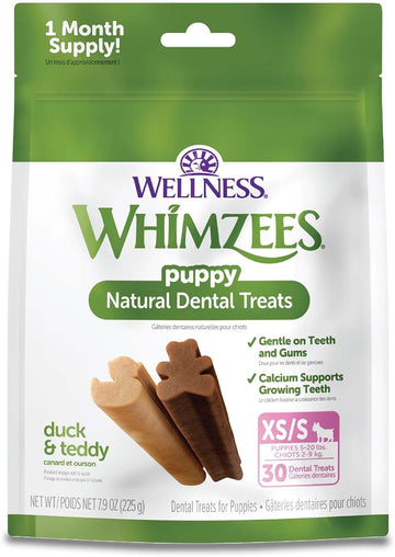 Whimzees By Wellness Puppy Natural Dental Chews For Dogs, Long Lasting Treats, Grain-Free, Freshens Breath, Extra Small/Small Breed, 30 Count , 7.90 Ounce (Pack Of 1)