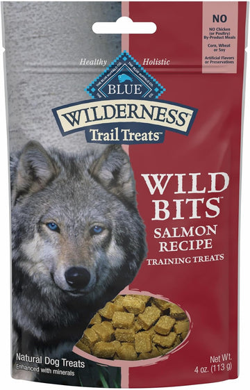 Blue Buffalo Wilderness Trail Treats Wild Bits High Protein Grain Free Soft-Moist Training Dog Treats, Salmon Recipe 4-oz Bag