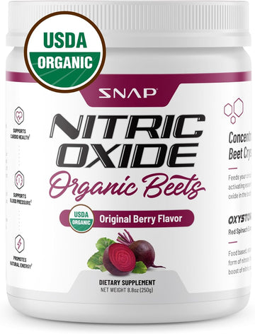 Snap Supplements USDA Organic Beet Root Powder, 3-in-1 Nitric Oxide Supplement, Support Healthy Blood Circulation, 250g