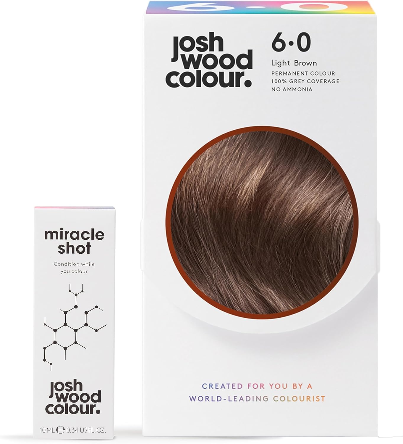 Josh Wood Colour Miracle Kit - Permanent Colour 6.0 And Miracle Shot,62% Less Breakage, 2.7 Times Stronger Hair, 38% Less Colour Fade, Covers 100% Of Grey, Ammonia Free