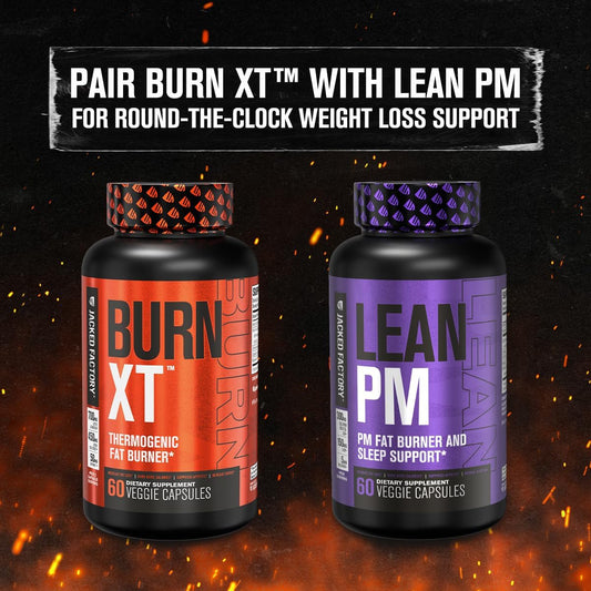 Jacked Factory Burn Xt Thermogenic Fat Burner & Lean Pm Nighttime Weight Loss Supplement For Men & Women 60 Veggie Diet Pills