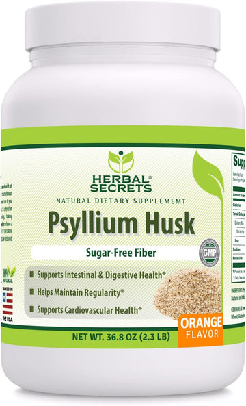 Herbal Secrets Psyllium Husk Powder Supplement | Orange Flavor | 36.8 Oz | Non-Gmo | Gluten-Free | Made In Usa