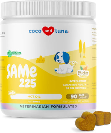 Same for Dogs - S-Adenosyl-L-Methionine - 90 Soft Chews - with MCT Oil for Better Absorption - Promotes Brain Health, Liver Support, and Cognitive Function