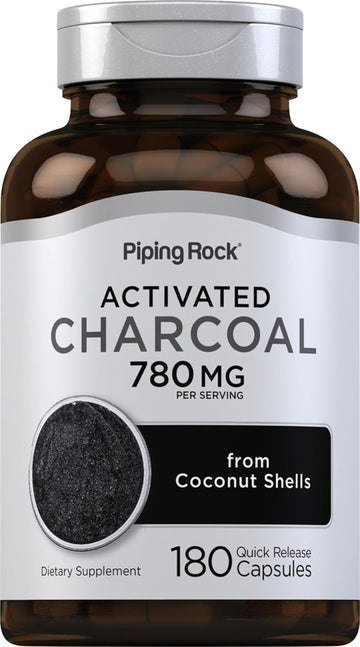 Piping Rock Activated Charcoal Pills 780mg | 180 Capsules | from Coconut Shells | Non-GMO, Gluten Free Supplement