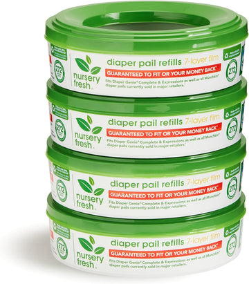 Nursery Fresh® Refill Rings For Diaper Genie® And Munchkin® Diaper Pails, Holds Up To 1,088 Newborn Diapers, 4 Pack