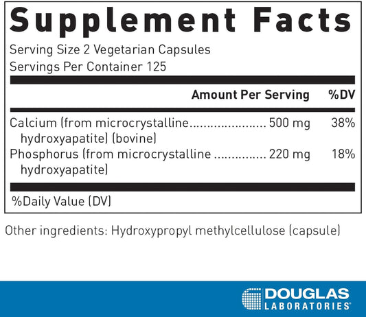 Douglas Laboratories Calcium Microcrystalline Hydroxyapatite - Teeth & Bone Health Support* - With Calcium & Phosphorus Micronutrients - Dietary Supplements - 250 Tablets