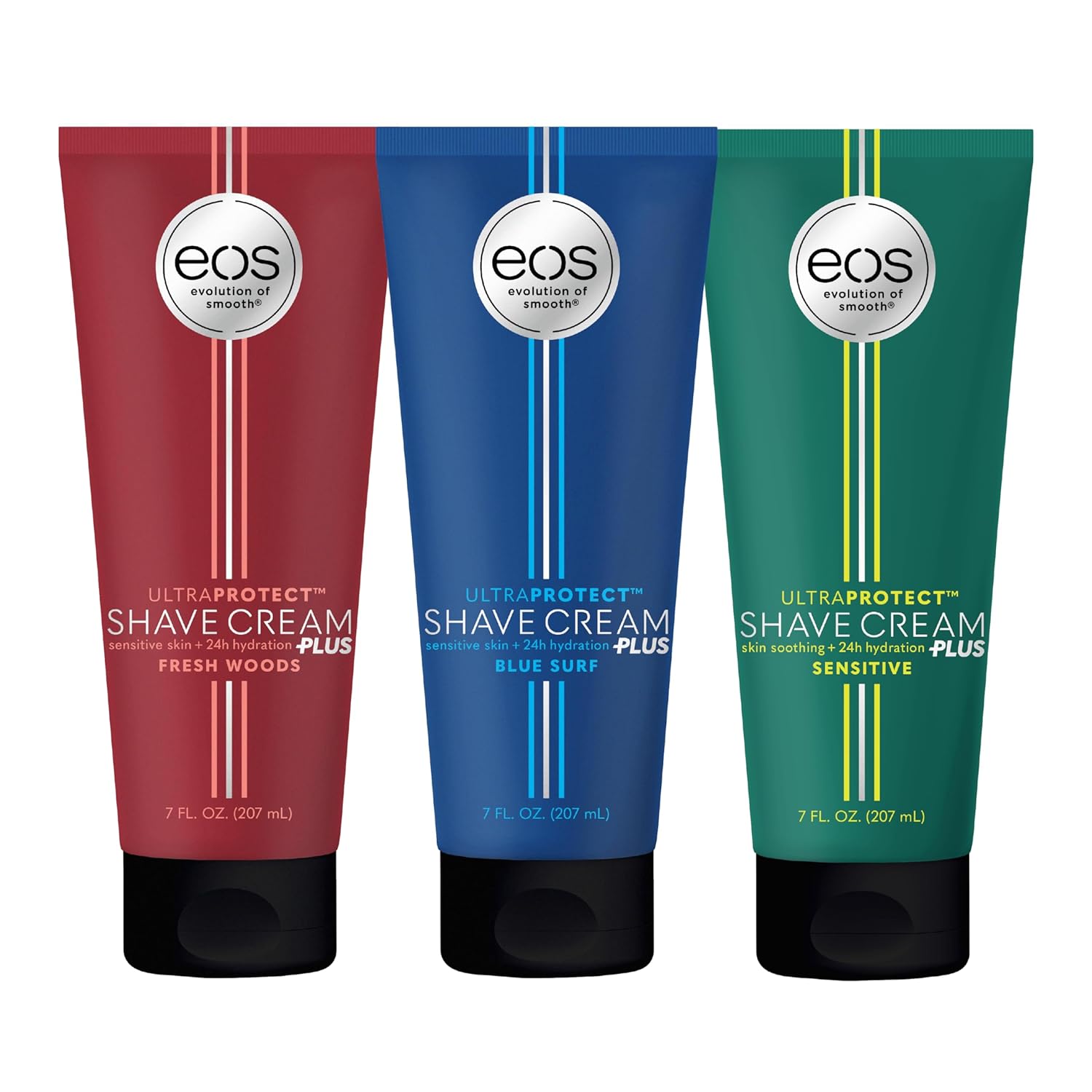 Bundle of eos UltraProtect Men’s Shave Cream- Sensitive, Fresh Woods, Blue Surf- 24-Hour Hydration, Non-Foaming Formula, 7 fl oz