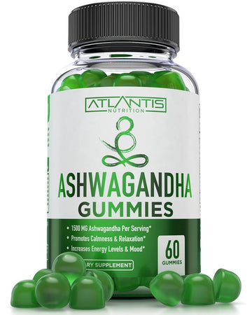 Ashwagandha Gummies - 1500Mg Ashwagandha Per Serving - Promotes Calmness, Improves Mood, Boosts Energy Levels & Strengthens Immune System - Formulated With Vitamin D & Zinc - Vegan - 60 Gummies