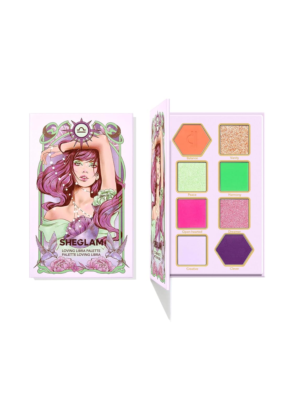 Sheglam Glitter Metallic Eyeshadow Palette 8-Color High Pigment Pink Green Blue Long Wearing Horoscope Collection Eye Shadow Palette - Loving Libra