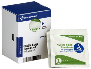 First Aid Only Smartcompliance Refill Castile Soap Wipes, 10 Per Box