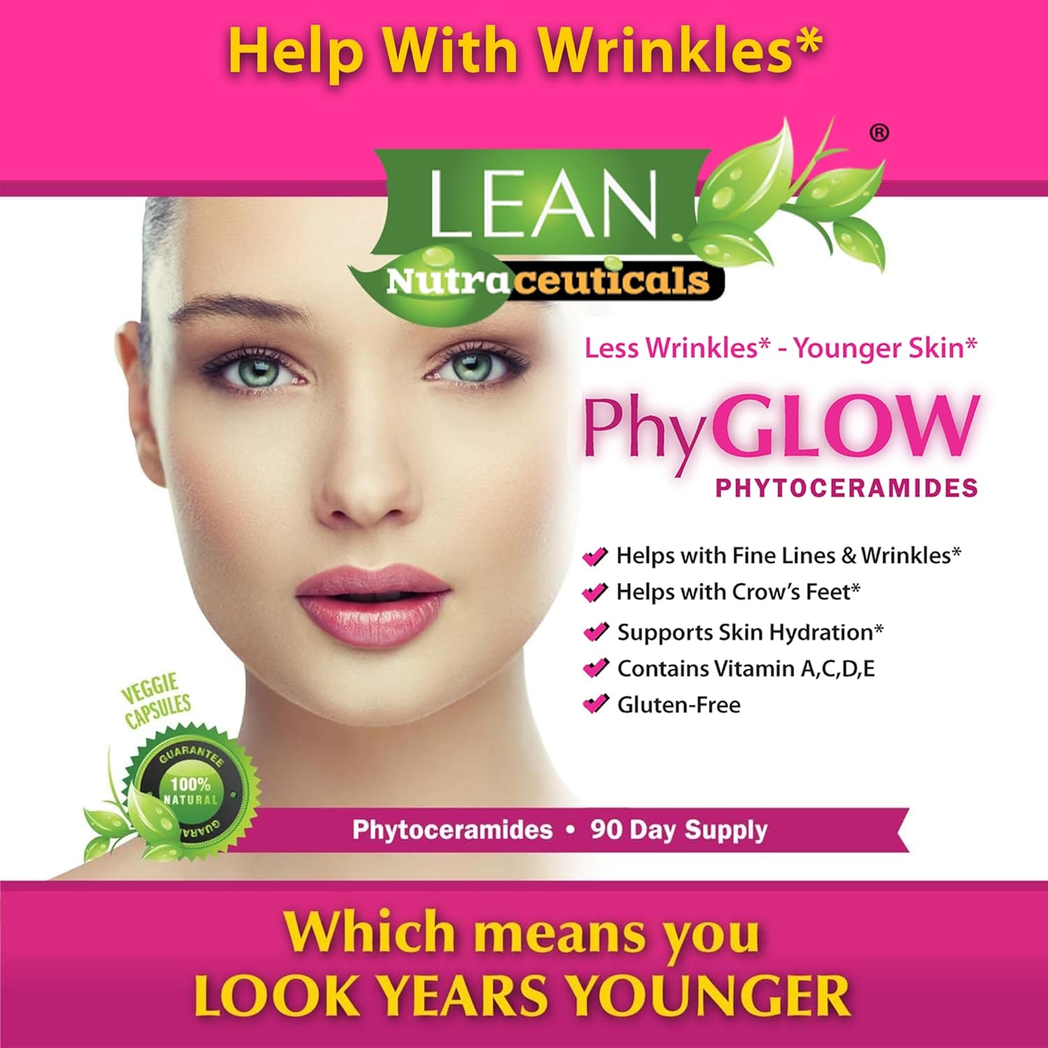 Skin Care Phytoceramides, 90 Day Hydration Focus Super Ceramide Supplements For Women And Men, Wrinkle Support Factor Pills, Give Youth To The Face With Multivitamin A, C, D, E Gluten Free 90 Capsules : Health & Household