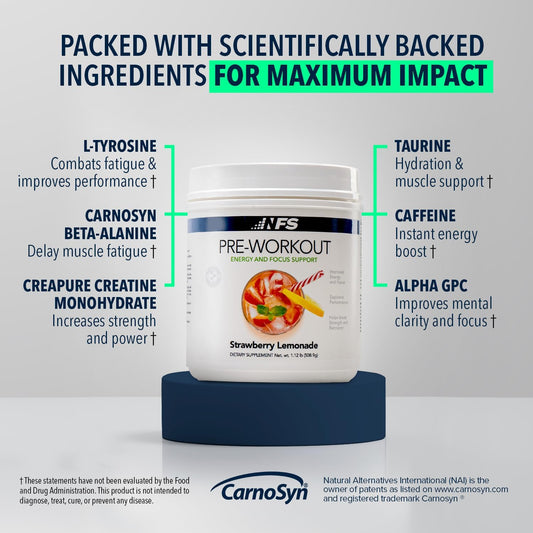 Nf Sports Pre-Workout - Supports Energy, Cognitive Function, Strength, And Muscular Endurance To Optimize Workouts– Coconut Pineapple Flavor-25 Servings